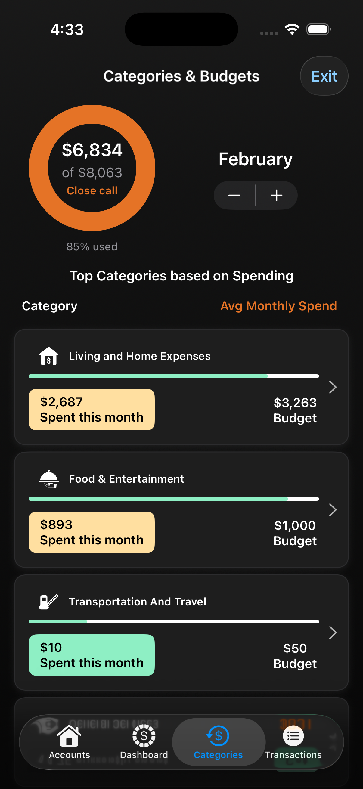 Paper budgets screenshot