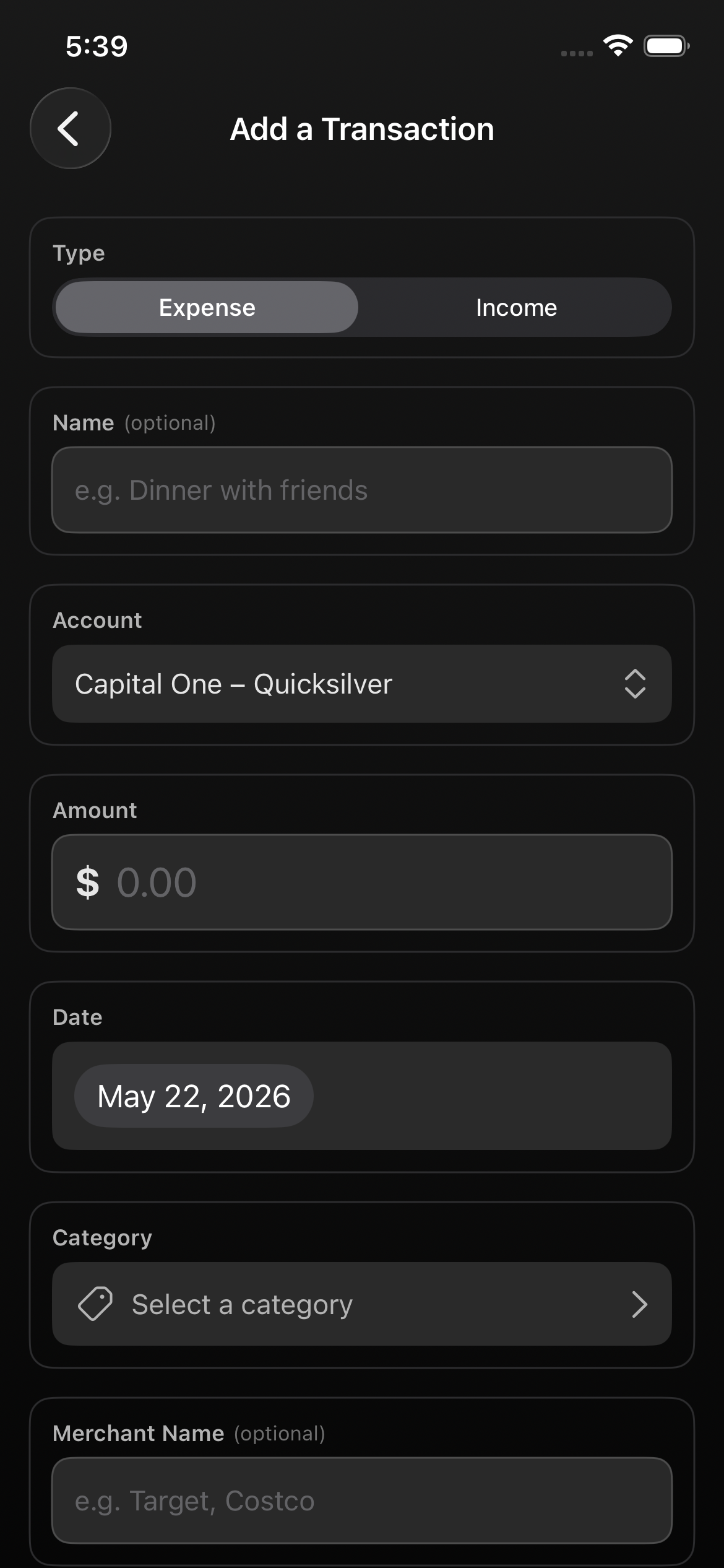 Paper add manual transaction