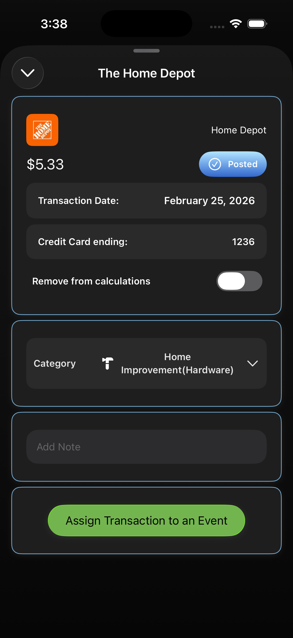 Paper transaction detail screenshot